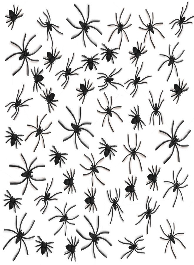 Nelisylux 120 Pieces Plastic Spiders Halloween Decorations, Halloween Spider, Fake Spiders, 4 Sizes Black Small Spider Web Decoration, Realistic Fun Toys Prank Props Scare Practical Surprise Joke Party Decor - Image 1